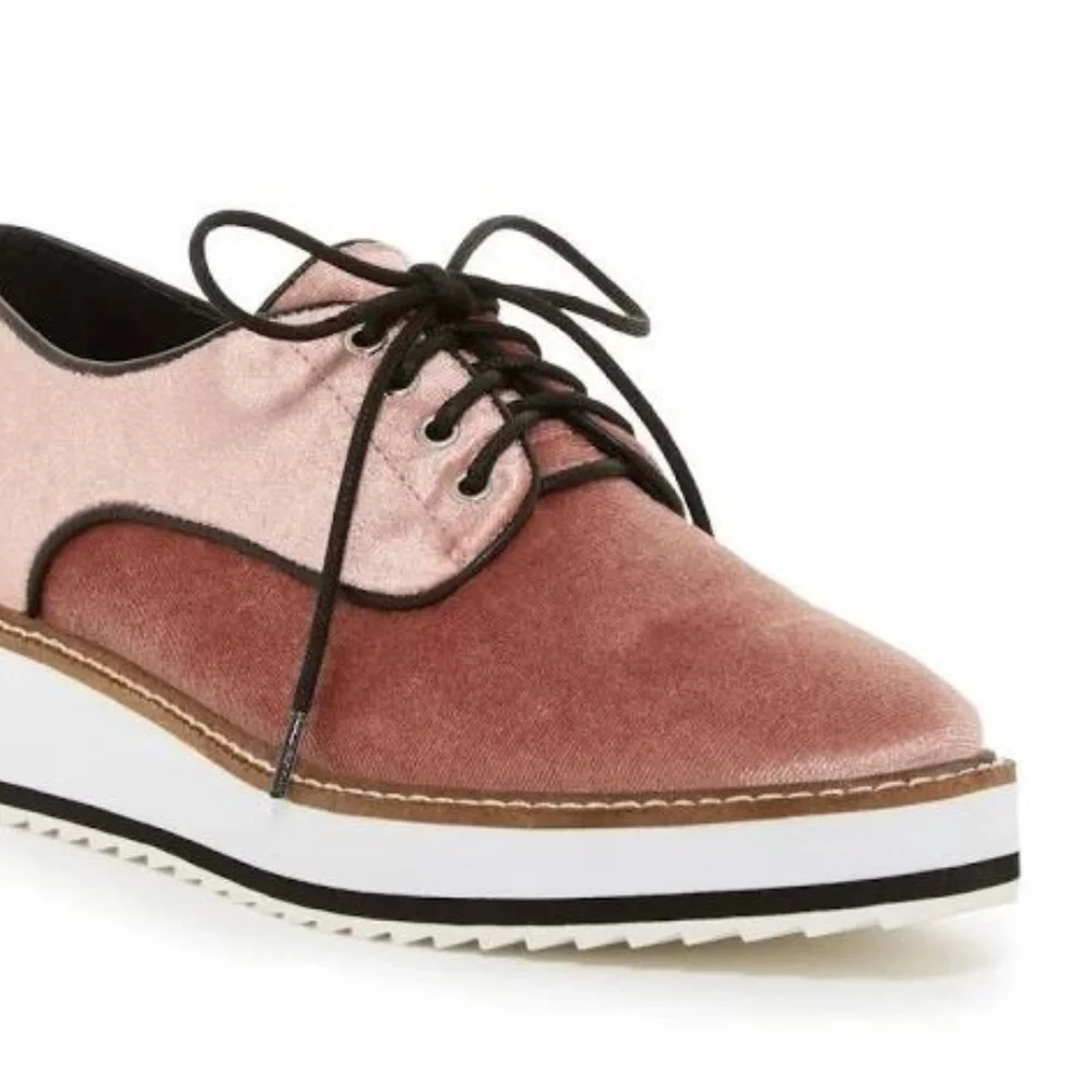 Shelly London Pink Velvet Fountain Platform Oxford - Picture 1 of 6